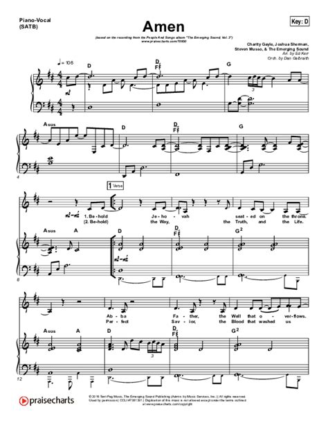 amen charity gayle sheet music.